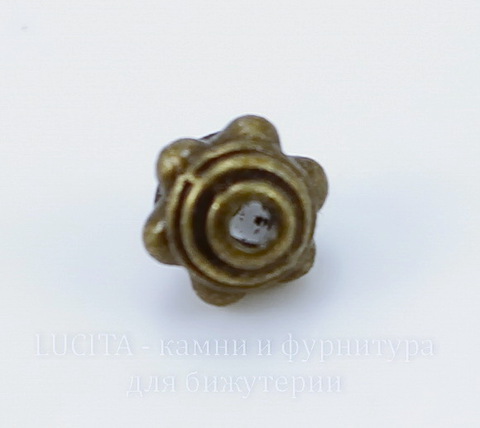 Бусина металлическая "Фонарик" 7х5 мм (цвет - античная бронза), 10 штук