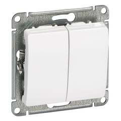Schneider Electric Glossa Белый Выключатель 2-клавишный схема 5, механизм IP20 скрытая установка GSL000151