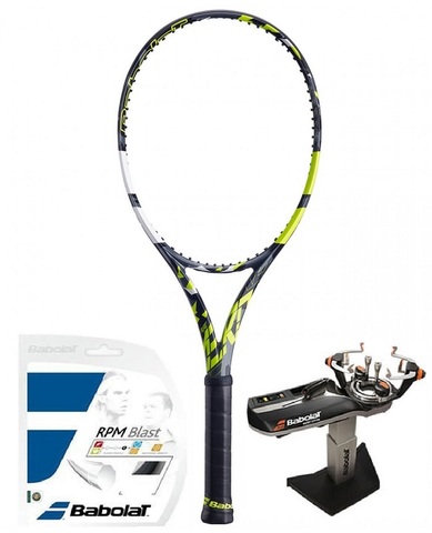 Теннисная ракетка Babolat Pure Aero 98 - grey/yellow/white + струны + натяжка в подарок