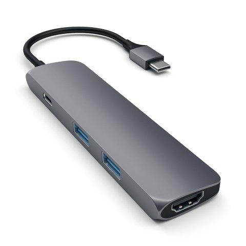 USB-хаб Satechi Aluminum Type-c (USB-C) Slim Multi-Port Adapter 4k (ST-CMAM) Space Gray