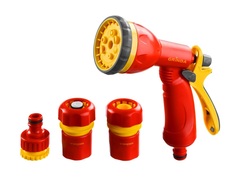 GRINDA GS-12, пистолет с 8 режимами, комплект соединительной арматуры 1/2?, ударопрочный пластик, поливочный набор (8-427383)