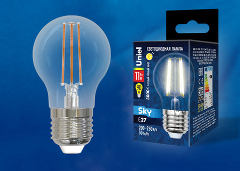 Uniel Лампа Светодиодная LED-G45-11W/3000K/E27/CL Sky (Теплый белый свет)