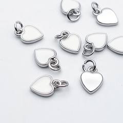 Подвеска Сердце, цвет серебро (родий) + белый, размер 8*6,5 мм, цена за 1 шт