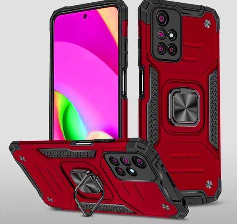 Противоударный чехол для Samsung Galaxy M31s M317 красный с пластиной для магнитного автодержателя и кольцом подставкой / чехол для Самсунг Галакси М31с