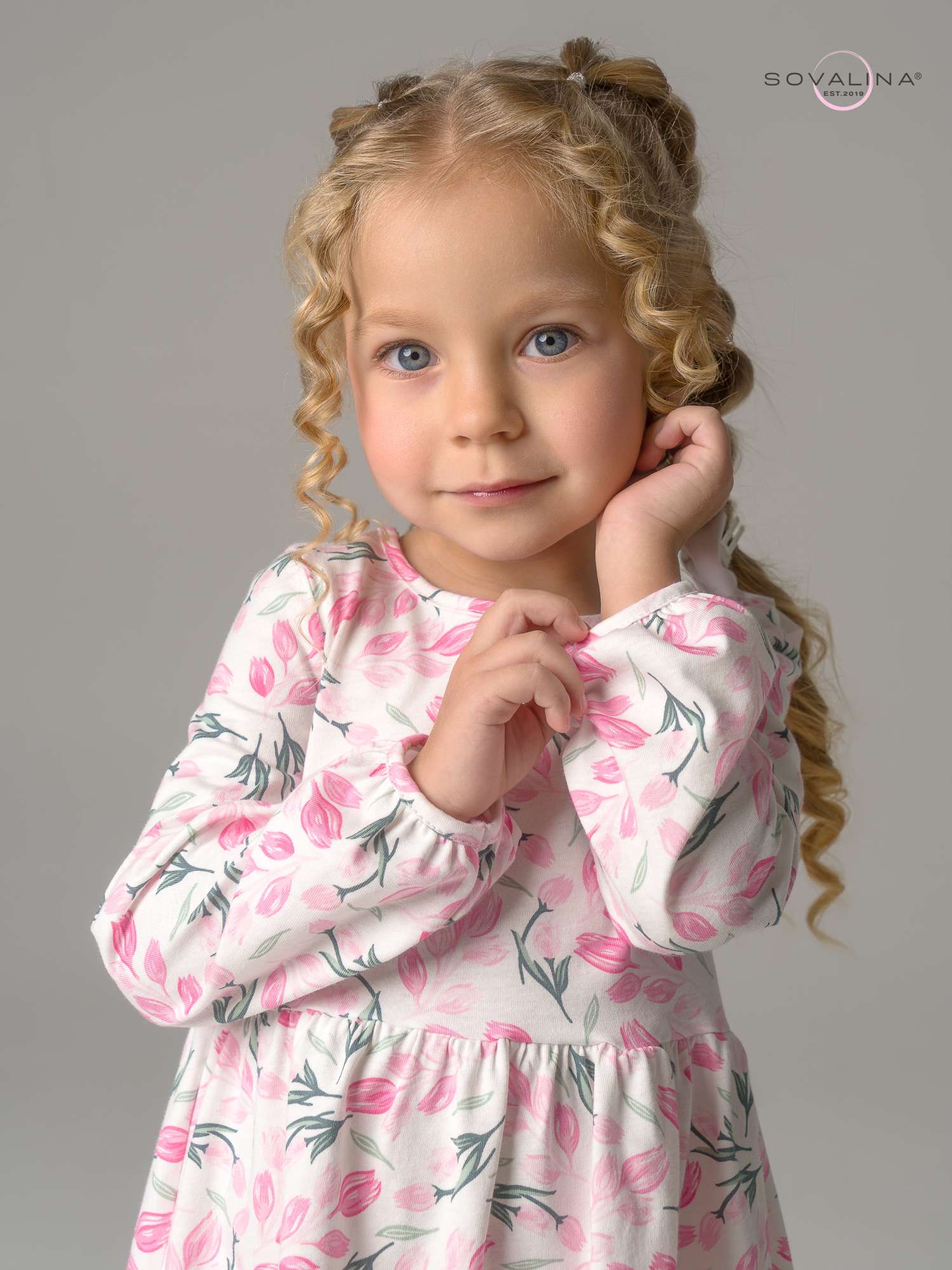 Платье Моана розовые тюльпанчики