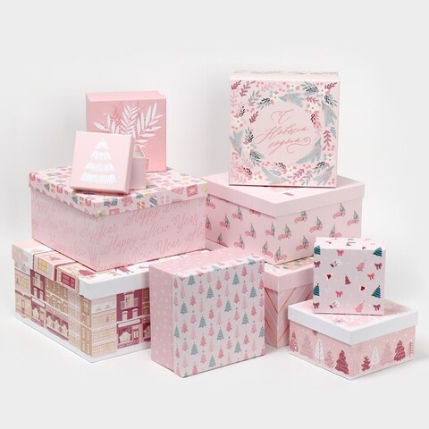 Коробка одиночная, Квадрат, Happy New year, 13,5*13,5*8см, 1 шт.