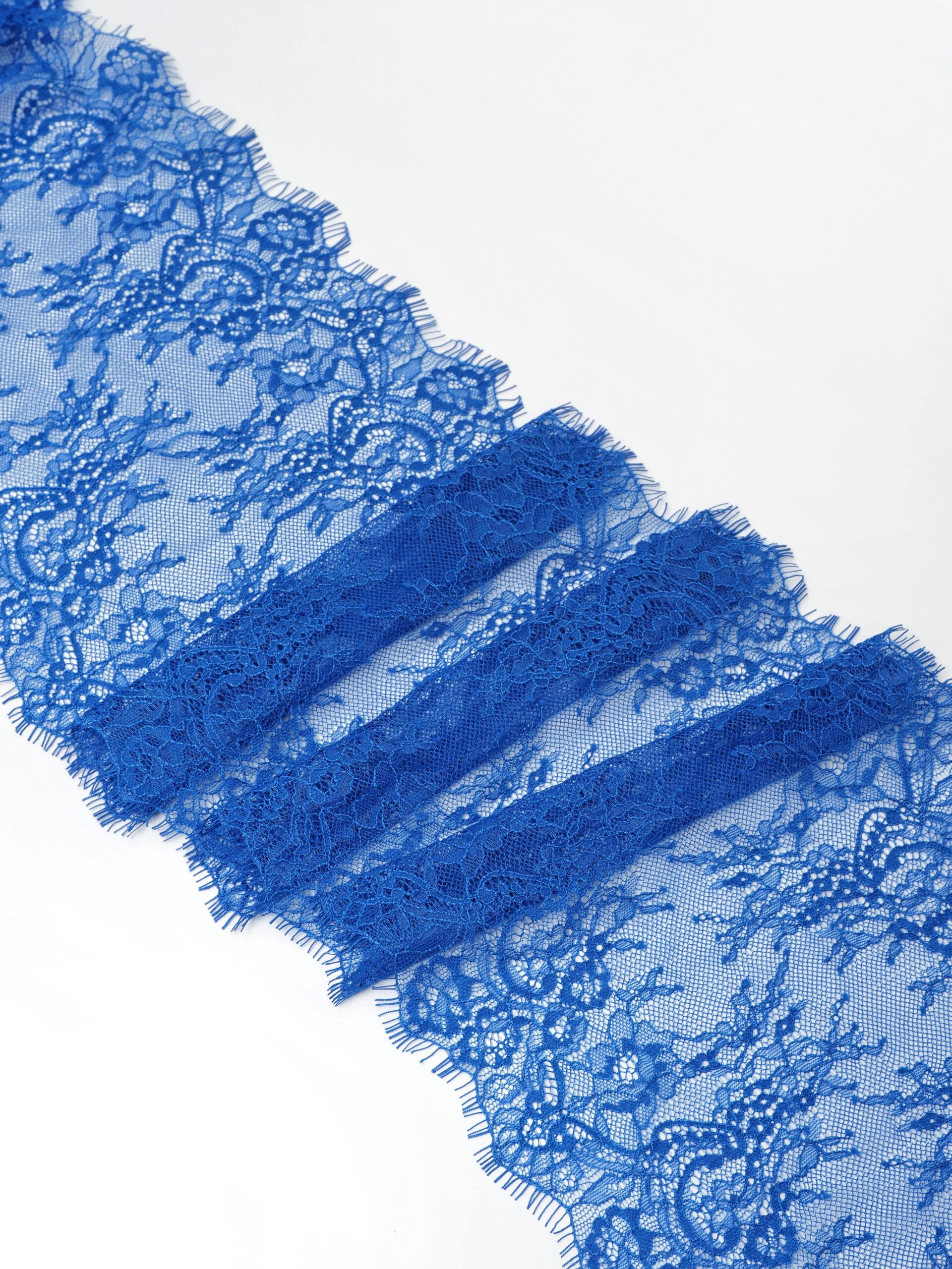 Кружево шантильи ультрамарин неэластичное ширина 22 см купон 2.9 м