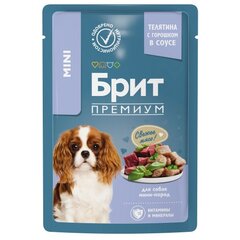 Влажный корм для собак Брит BRIT PREMIUM для взрослых собак мини пород, телятина с зеленым горошком, в соусе 85г 14 уп