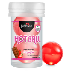 Лубрикант AROMATIC HOT BALL на масляной основе в виде двух шариков (аромат клубники в шоколаде)