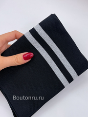 Подвяз трикотажный черный с серебристыми полосками 0.9м, ширина 14-15 см