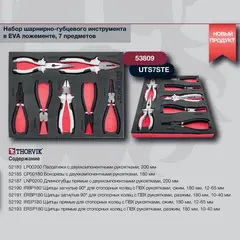 Thorvik UTS7STE Набор шарнирно-губцевого инструмента в EVA ложементе 280х375 мм, 7 предметов 53809