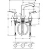 Смеситель для раковины двухвентильный на 3 отверстия с донным клапаном Hansgrohe Metropol Classic 31331090