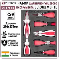 Thorvik UTS7STE Набор шарнирно-губцевого инструмента в EVA ложементе 280х375 мм, 7 предметов 53809