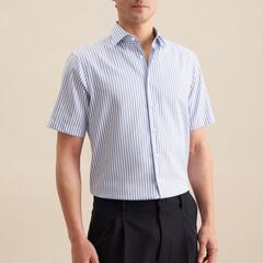 Сорочка мужская Seidensticker Regular Fit 01.147151-13 в синюю полоску, короткий рукав