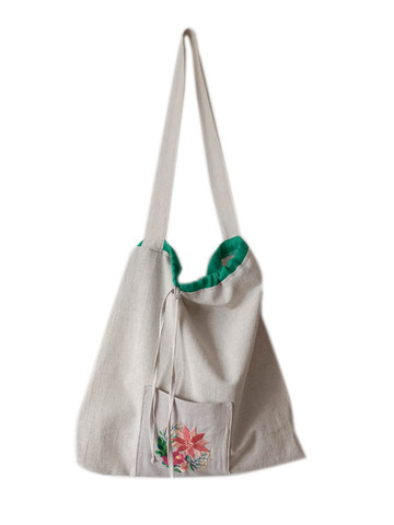 Льняная сумка-шоппер с вышивкой 