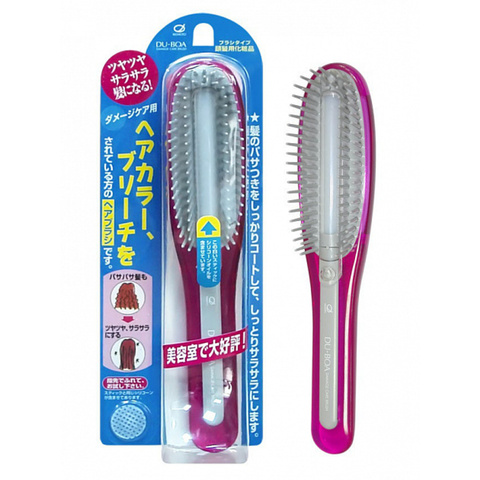 Ikemoto Damage care brush Расческа с силиконовым стержнем, для поврежденных волос, розовая