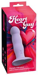 Сиреневый вибростимулятор на присоске Heart Guy - 19,5 см. - 