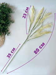 Колосья пшеницы, искусственная зелень, цвет светлый-кремовый, ветка 80 см, 1 ветка