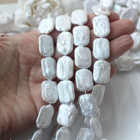 Жемчуг натуральный барочный, прямоугольный, 17,9-19,5 мм, 1 нить, Ж031