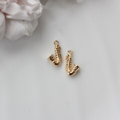 Подвеска Саксофон с фианитами 15*9 мм, позолота, П010