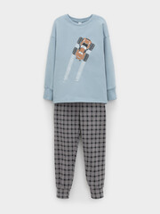 пижама  для мальчика  К 1567/голубой,клетка