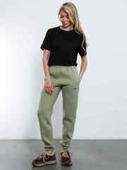 Брюки джоггеры женские олива с начесом