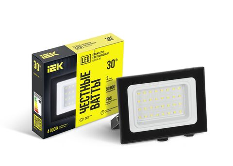 Прожектор СДО 06-30 светодиодный черный IP65 4000K IEK