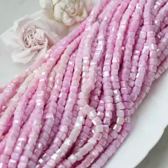 Хрусталь (стекло) граненный, кубик, розовый градиент, 6 мм, 1 нить, К232