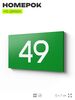 Табличка с номером 49 на дверь квартиры, для офиса, кабинета, аудитории, склада, зеленая 120х70 мм, Айдентика Технолоджи