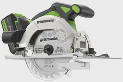 Дисковая пила аккумуляторный Greenworks GD24CS165, 24V,б/щет, 165х20 мм, 4800 об/мин, рез 57 мм, 1х5Ач, ЗУ, кор (1501607CUG)