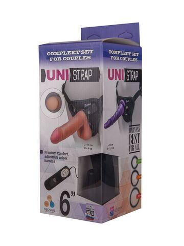 Вибрострапон с двумя насадками UniStrap - 18 и 18 см. - LOVETOY (А-Полимер) Harness Uni Strap 531413