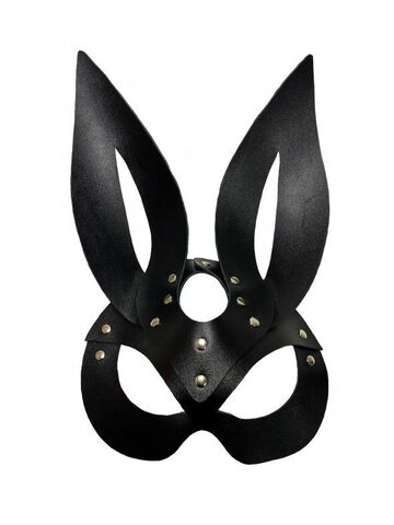 Черная кожаная маска зайки Miss Bunny - БДСМ Арсенал 68013ars