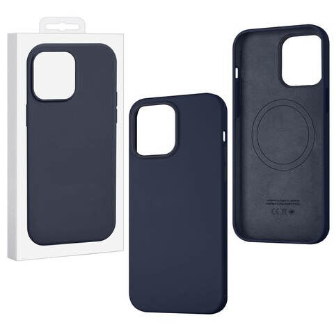 Силиконовый чехол (MagSafe + анимация NFC) Silicon Case для iPhone 14 Pro Max (6.7") (Полночь) с магнитом Premium