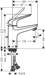 Смеситель для раковины 100, с донным клапаном, хром Hansgrohe Novus 71030000