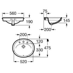 УМЫВАЛЬНИК ROCA JAVA 56x47, встраиваемый сверху