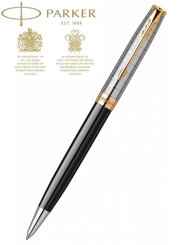 Ручка шариковая Parker Sonnet Premium 2021, K537, Metal & Black Lacquer GT (2119787)