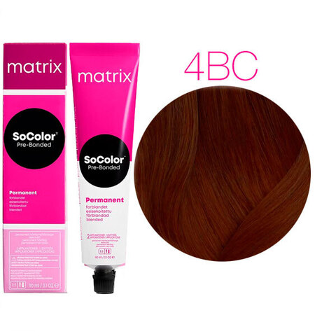 Matrix SoСolor Pre-Bonded 4BC шатен коричнево-медный, стойкая крем-краска для волос с бондером