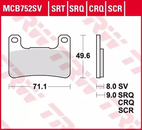 Колодки тормозные дисковые MCB752CRQ