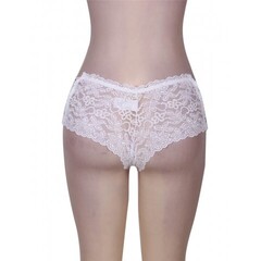 Кружевные трусики с шнуровкой на высокой посадке белые (XL-2XL)