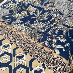 хлопковый купон животные на синем фоне