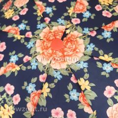 Красивый женский синий зонт с розово-голубыми цветками, Арт Райн