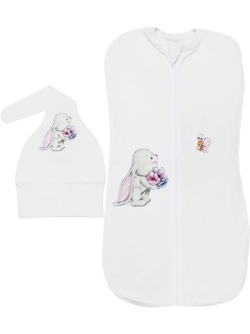 Пеленка-кокон для новорожденного "Зайчонок" с шапочкой