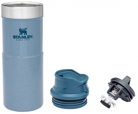 Картинка термостакан Stanley Classic Trigger Action 0,35L One hand 2.0 голубой - 4