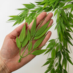 Ампельное растение, зелень искусственная свисающая, зеленая, 73 см, набор 1 букет