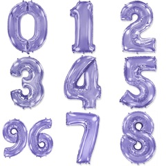 Фольгированные цифры 102 см с гелием (сирень - металлик)