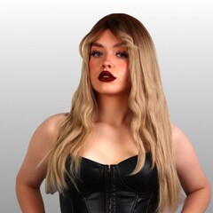 Парик искусственный, с чёлкой, имитация кожи, 60 см, 240 гр, цвет омбре русый/блонд