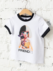 Футболка FRENDiki❤ с контрастными манжетами и горловиной.