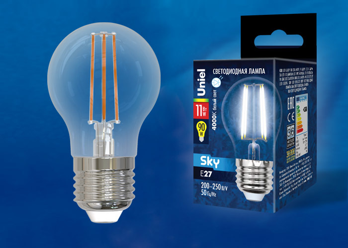 Uniel Лампа Светодиодная LED-G45-11W/4000K/E27/CL Sky (Холодный белый свет)