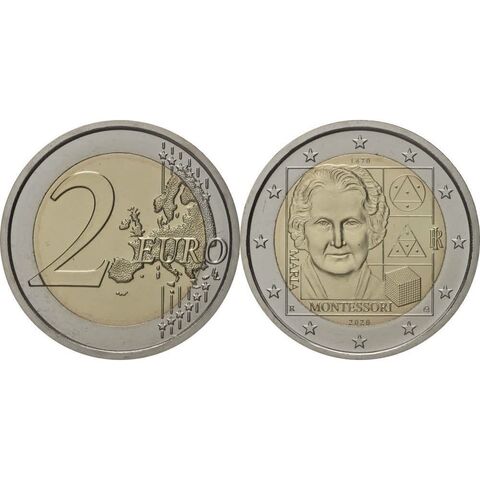 2 евро 2020 Италия - 150 лет со дня рождения Марии Монтессори