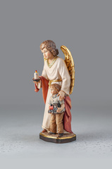 Ангел-хранитель с мальчиком, дерево, 20 см, Италия